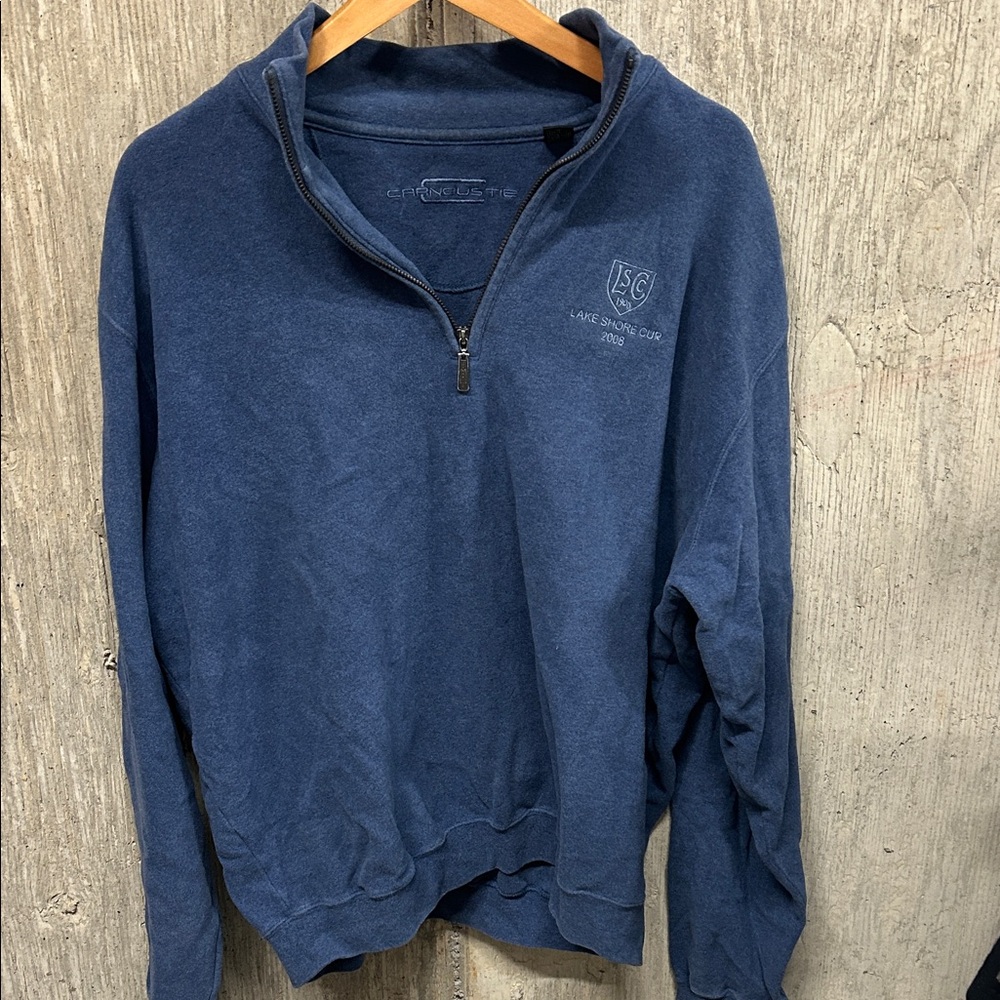Lake Shore Country Club Cur 2008‎ Men's Blue Quarter-Zip Cotton Sweater - Medium